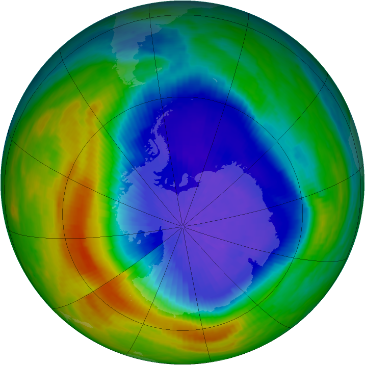 Antarctic ozone map for 29 September 1990
